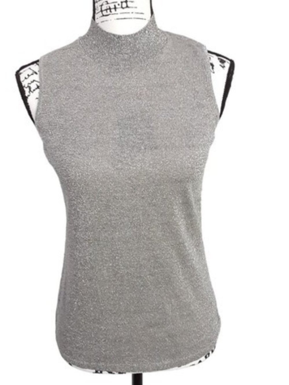 Silver Shimmer Mock Neck Sleeveless Sweater (sz 1X)